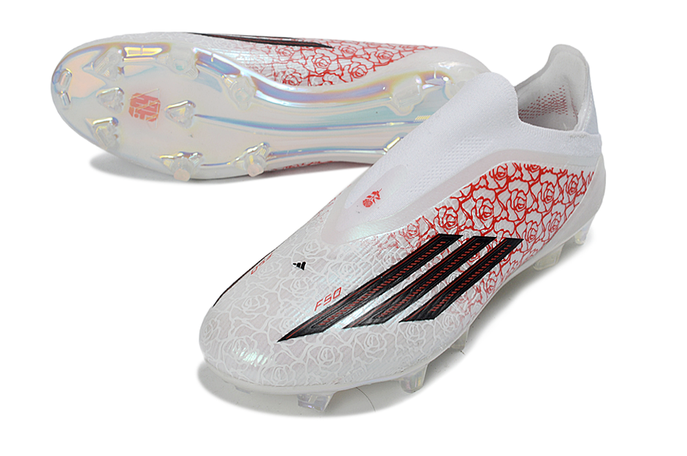 adidas F50 Laceless FG/AG Lamine Yamal - Footwear White/Core Black/Lucid Red